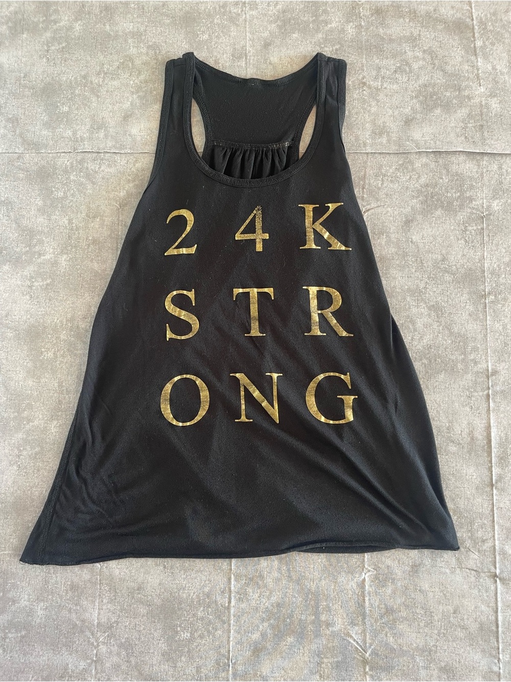 Target Black Racerback Tank with Gold '24K STRONG' Lettering